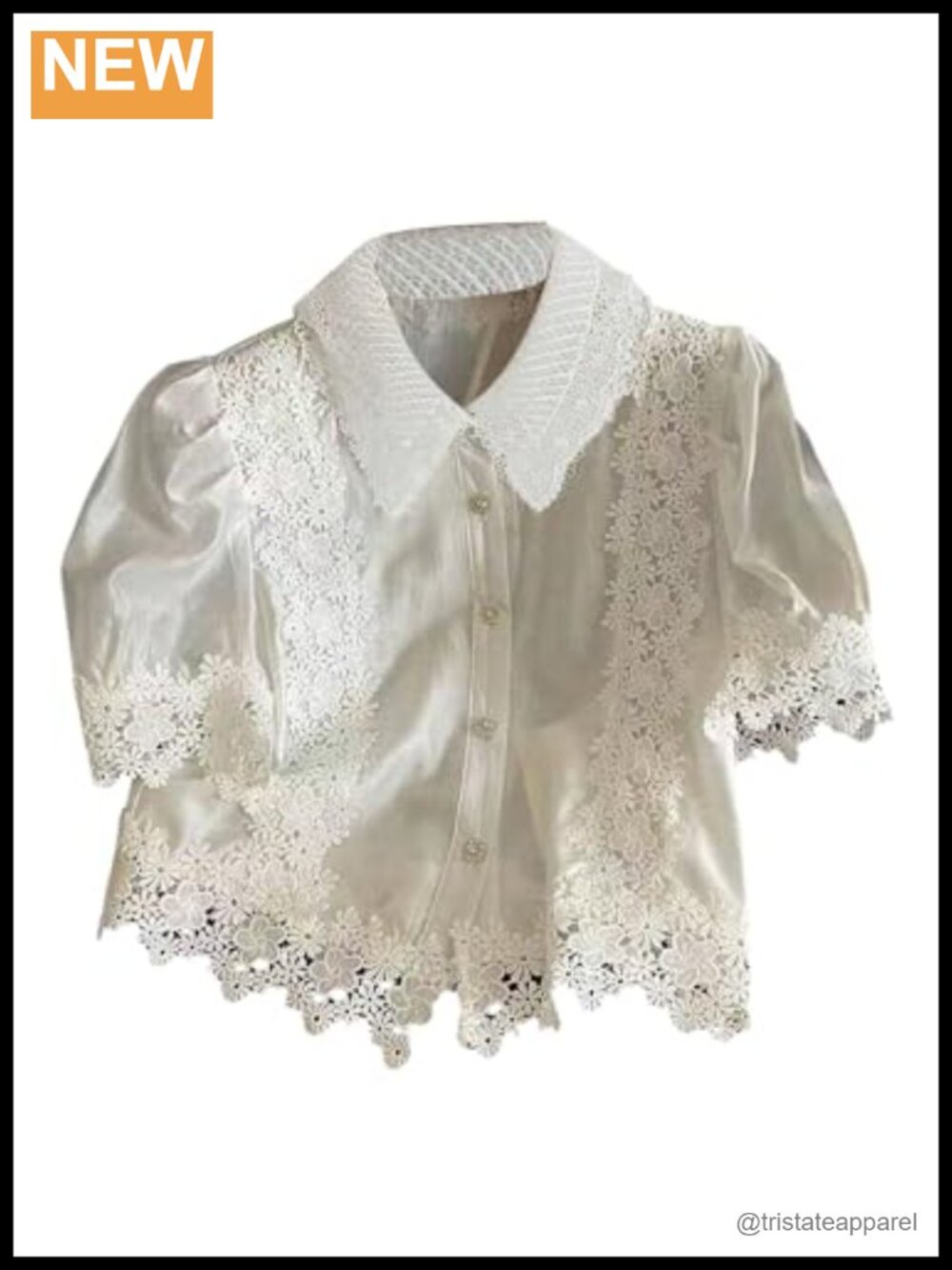 Women's Floral Embroidered Collared Button Down Blouse